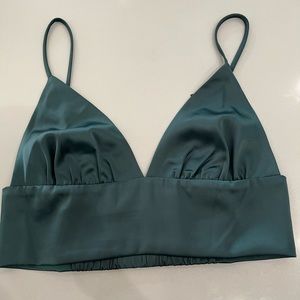 NWT Lulus Green Silk Crop Top